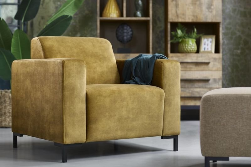 Fauteuil Alpa pocketveren met HR-schuim zitting gold