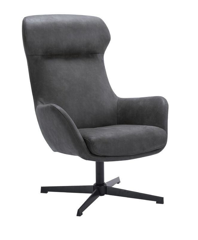 Draaifauteuil Vicenzo antraciet microleder, 70x85x105 cm