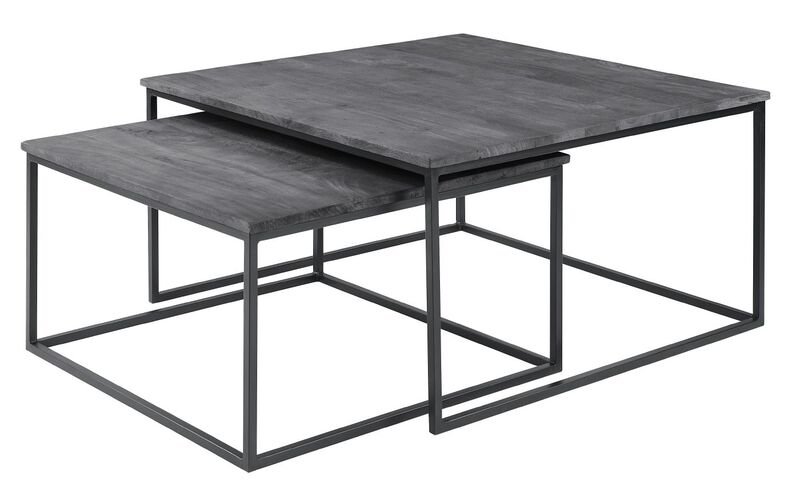 Salontafel set Pandera mango black, 42 x 80 x 80 cm