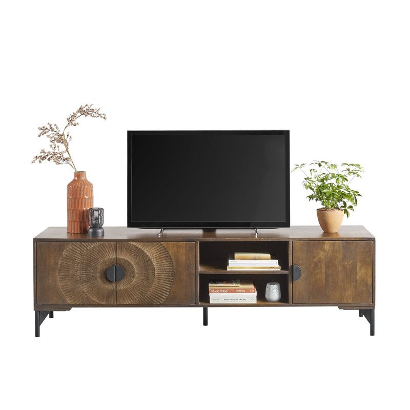 TV-meubel 190 cm Nocona mangohout donkerbruin