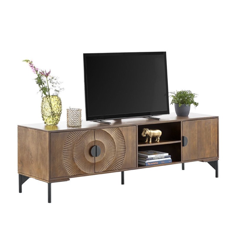 TV-meubel 190 cm Nocona mangohout donkerbruin