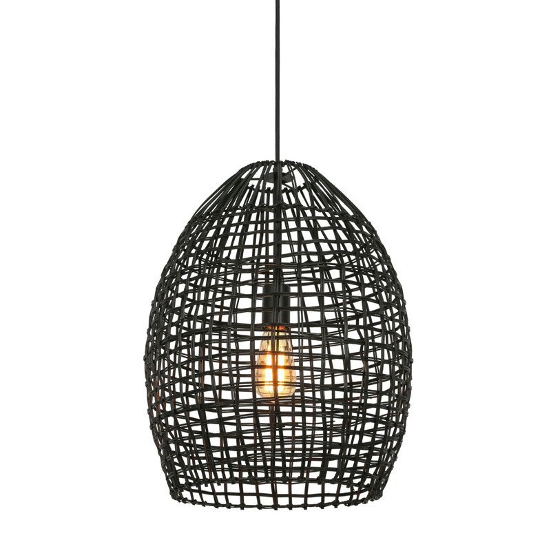 Hanglamp Orcia rotan zwart, Ø40 cm