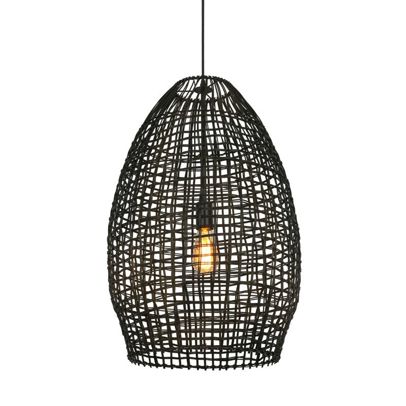 Hanglamp Orcia rotan zwart, Ø46 cm